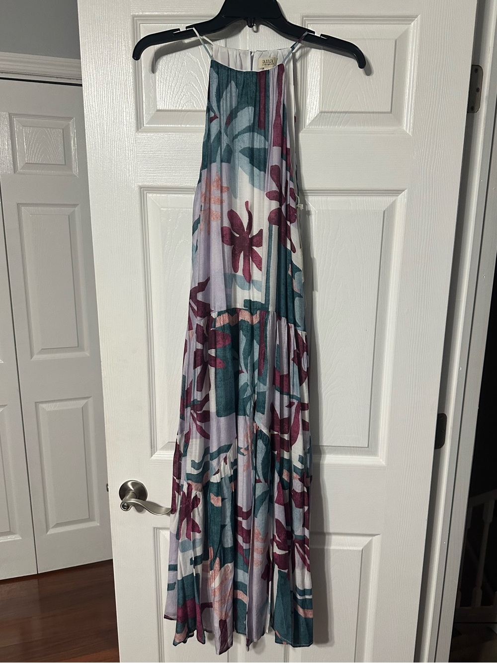 NWT a.n.a. Tiered Halter Dress with Multicolored Floral Pattern